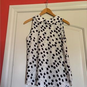 A COLLECTION Size Small Cherry Stem Sleeveless Women's Top with collar